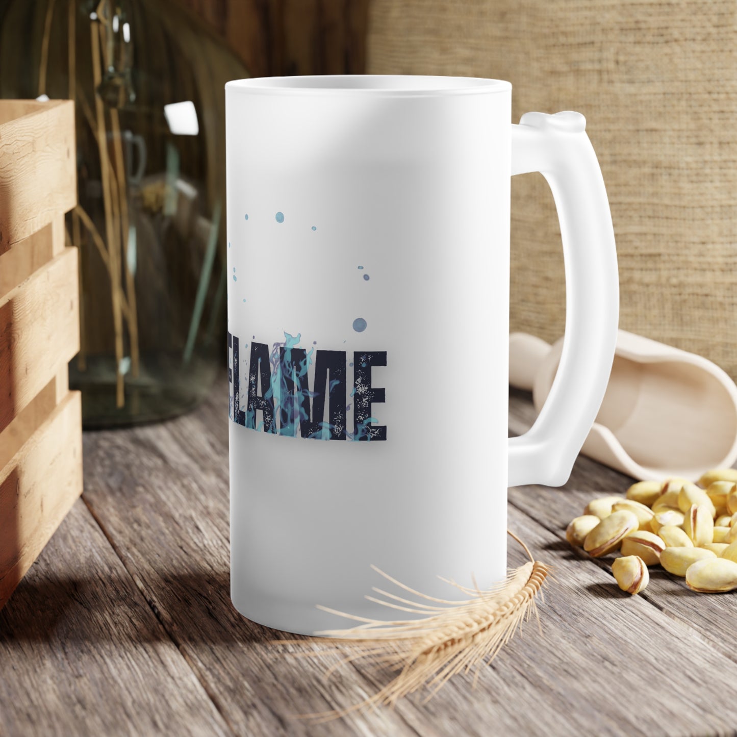 Blue Flame Frosted Beer Pint