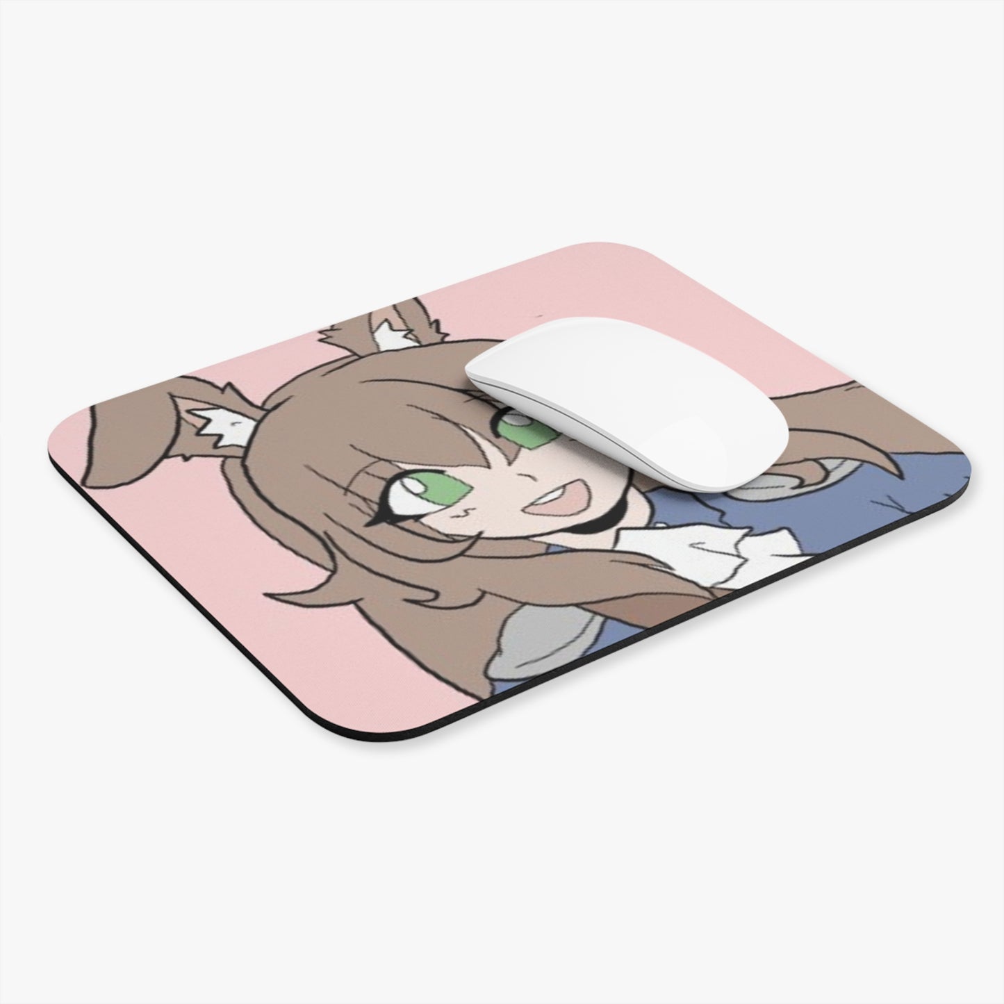 Anime Bunny Girl Mouse Pad — Cute Pastel Gaming Desk Mat