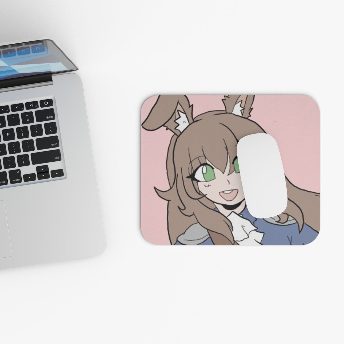 Anime Bunny Girl Mouse Pad — Cute Pastel Gaming Desk Mat